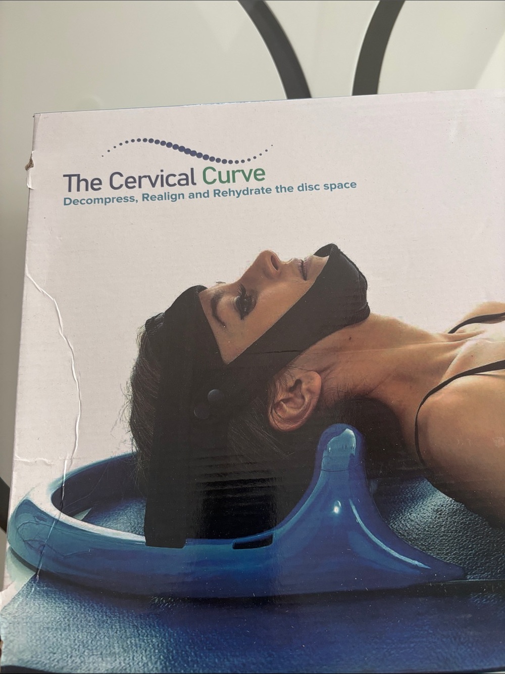 The Cervical Curve Neck Traction Device in Blue